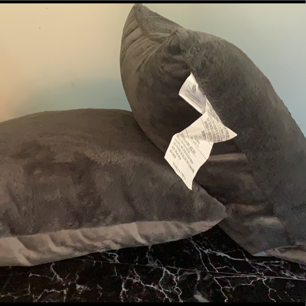 2 piece Cozy gray pillows.